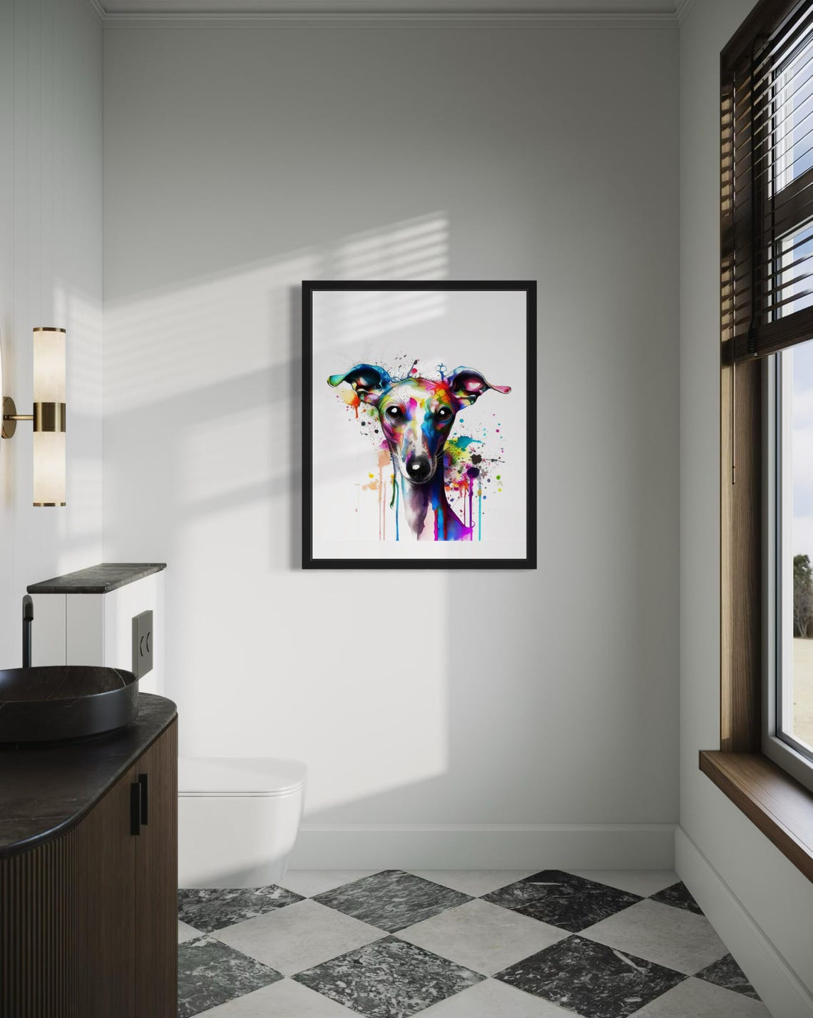 Italian Greyhound Rainbow Watercolor Portrait Sighthound Poster - Image 4