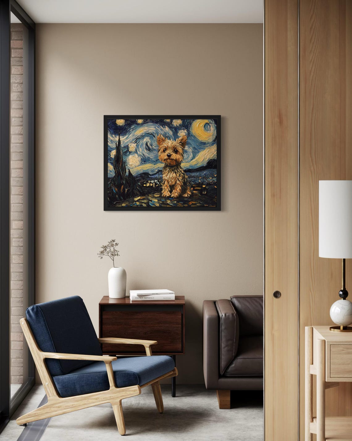 Yorkshire Terrier Starry Night Van Gogh Style Dog Portrait Poster - Image 3