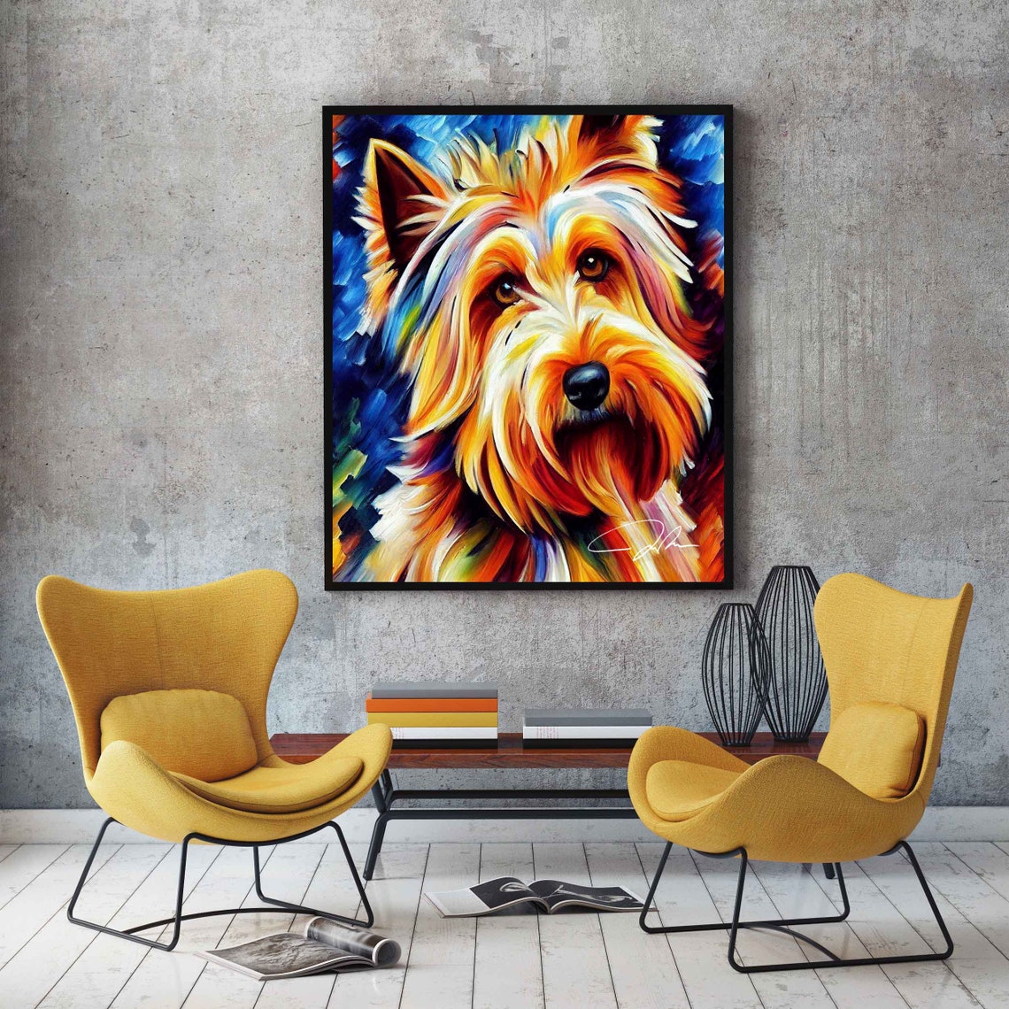 Irish Terrier Dog Colorful Abstract Oil Portrait Fine Art Poster