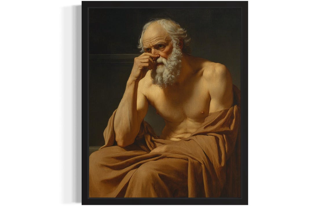 Socrates Hold Nose Bathroom Wall Art