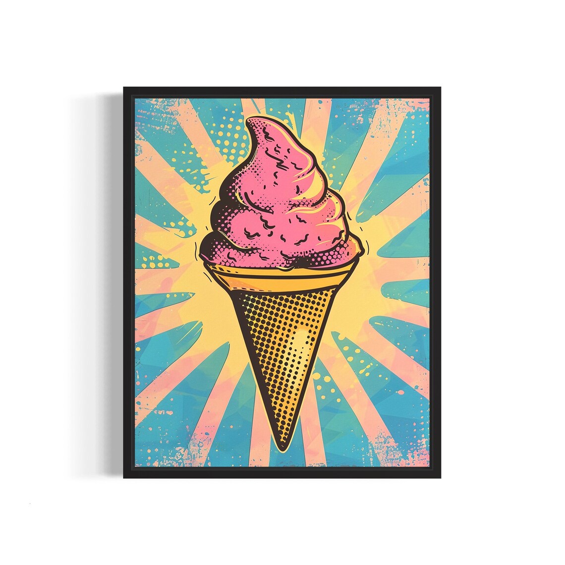 Ice Cream Cone Pop Art, Retro Vintage Decor