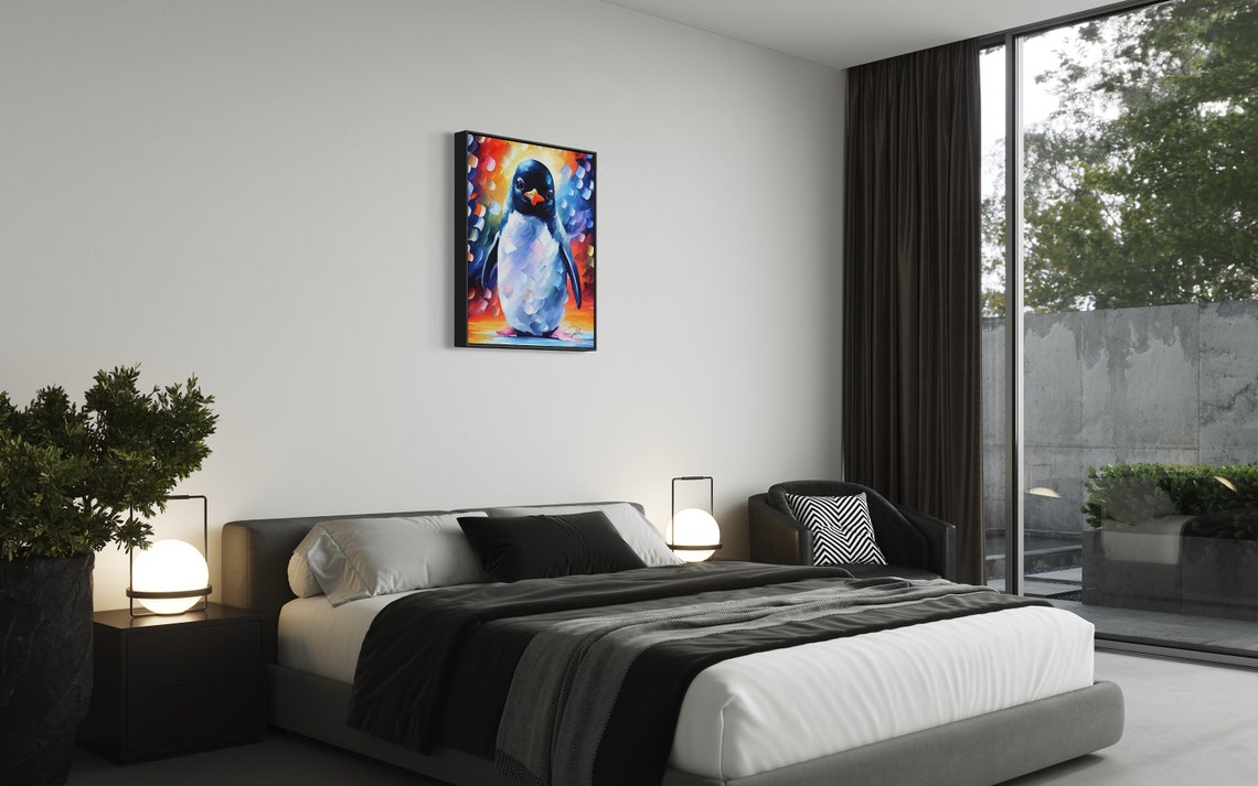 Colorful Penguin Portrait Modern Impressionist Animal Art Poster - Image 2