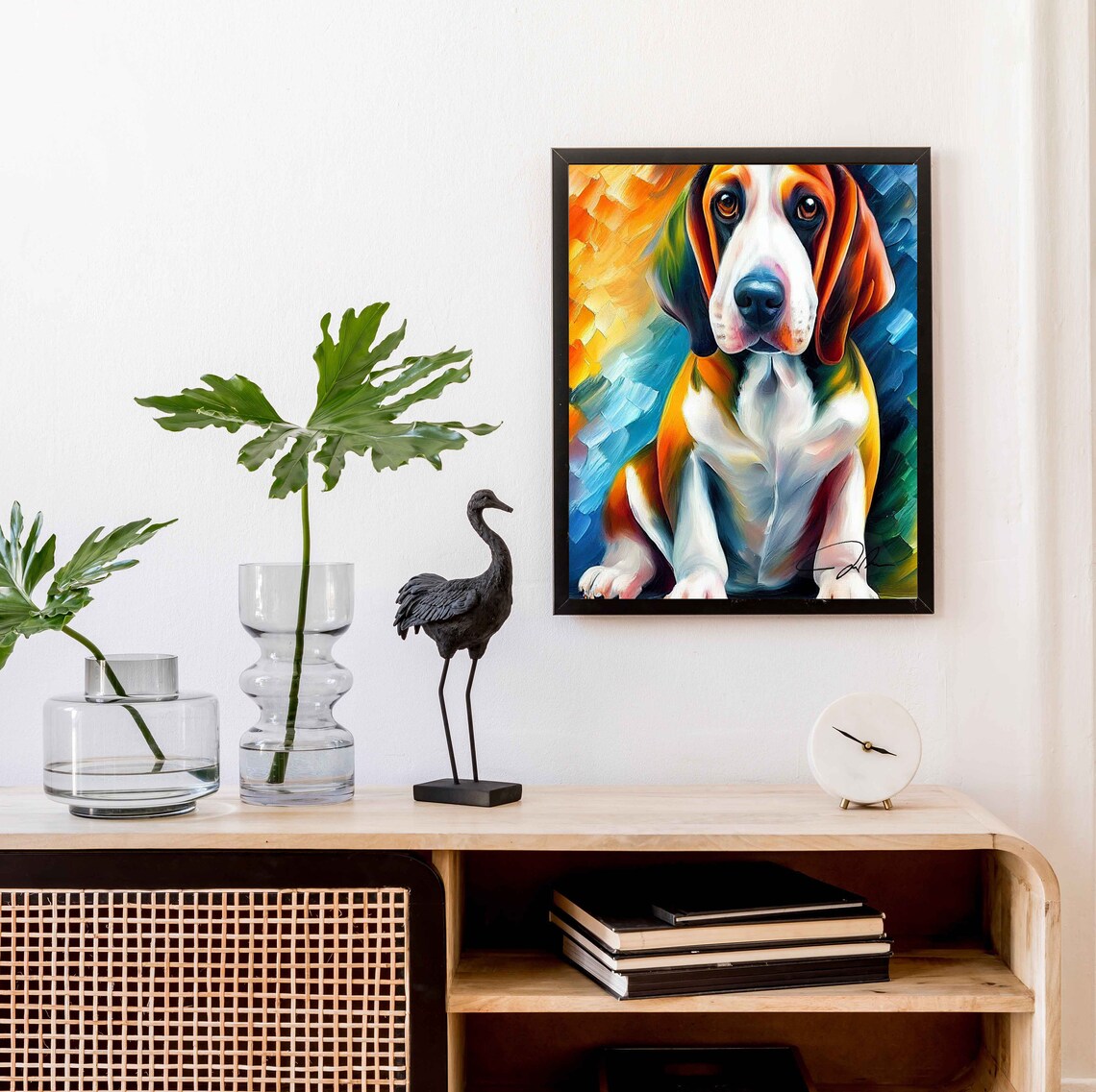 Basset Hound Puppy Colorful Abstract Oil Portrait Art Poster - Image 2
