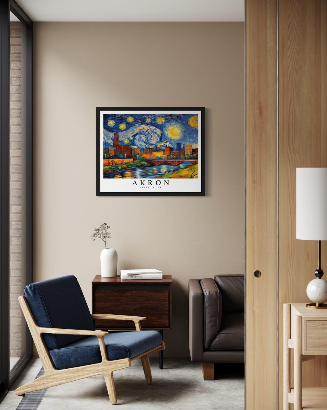 Akron Ohio Starry Night Art Print - Image 2