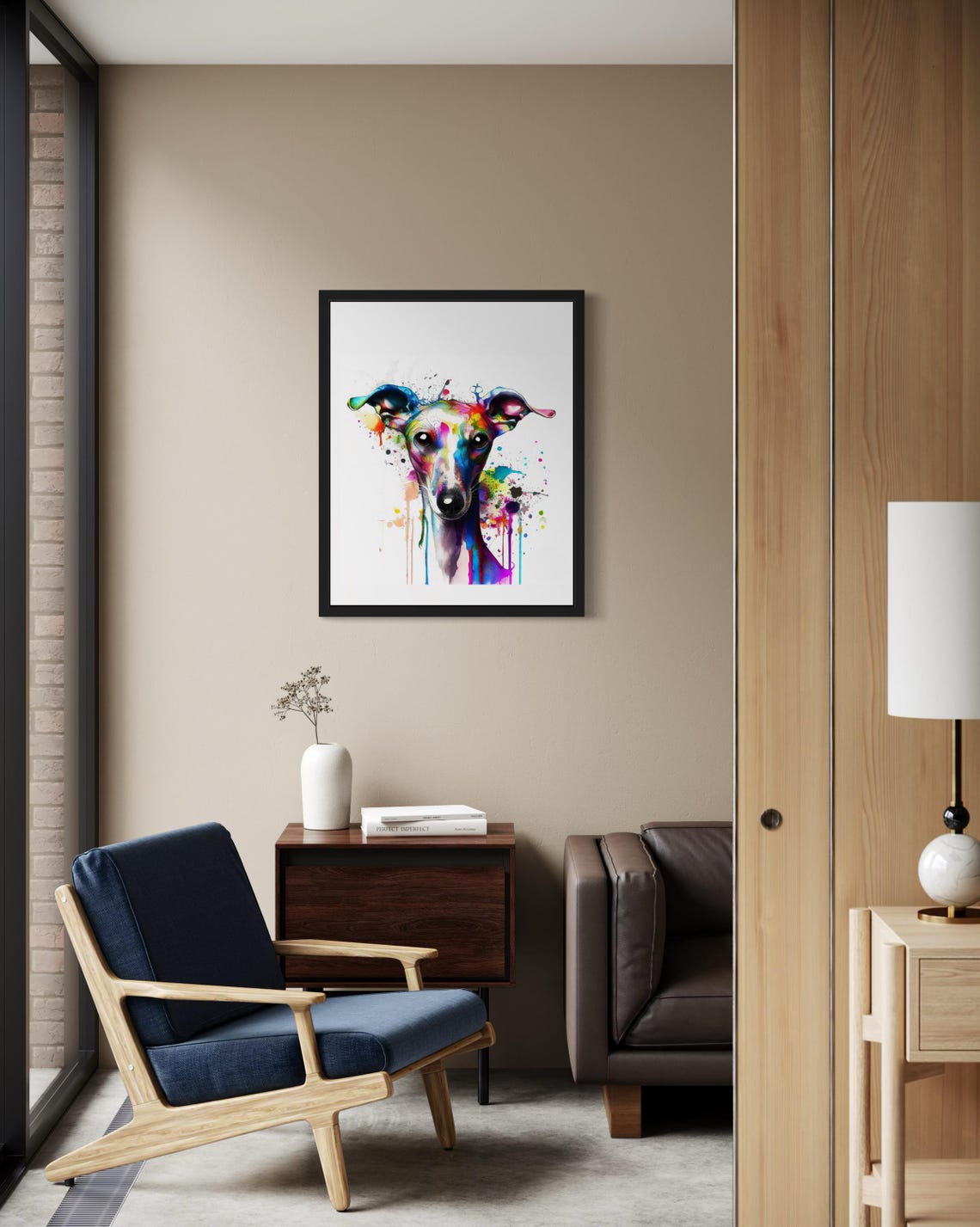 Italian Greyhound Rainbow Watercolor Portrait Sighthound Poster - Image 2