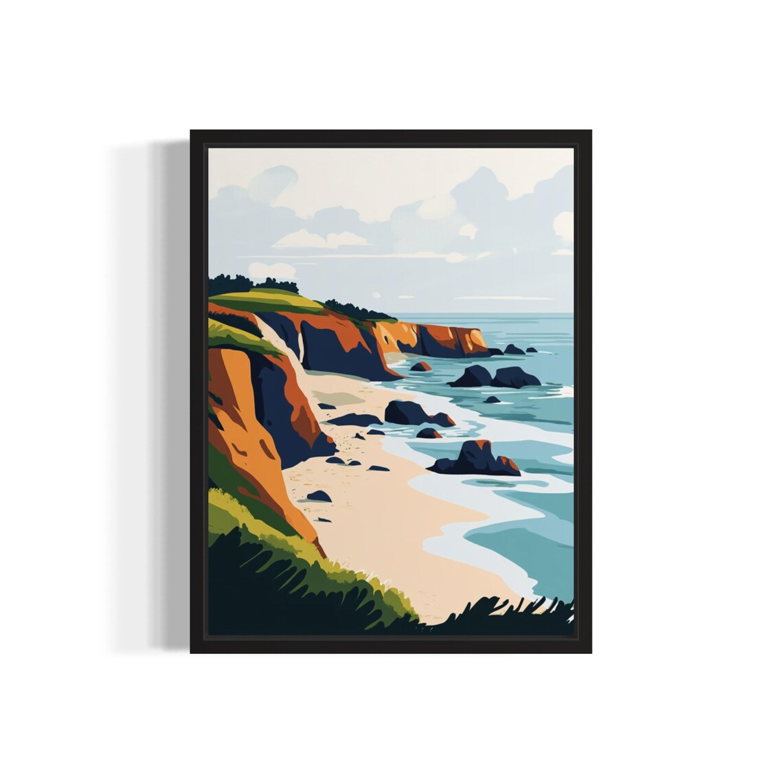 Mendocino Coast Abstract Boho Artwork, Bathroom Decor