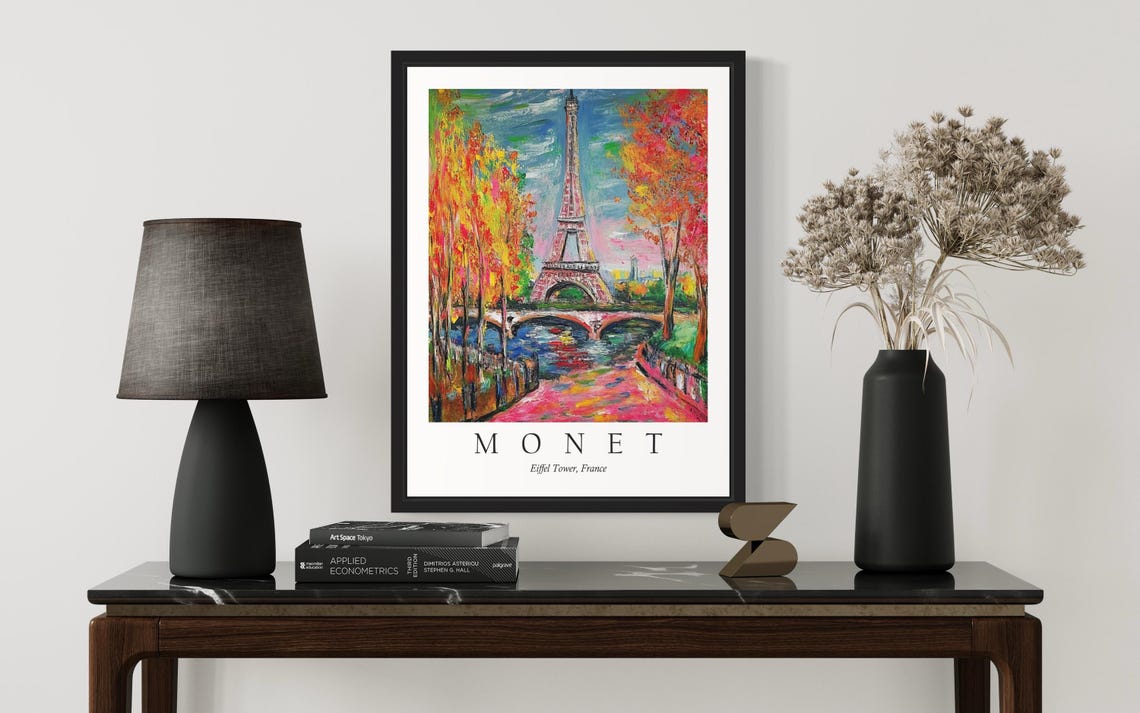 Eiffel Tower France with Autumn Trees Monet Style City Poster - Image 3