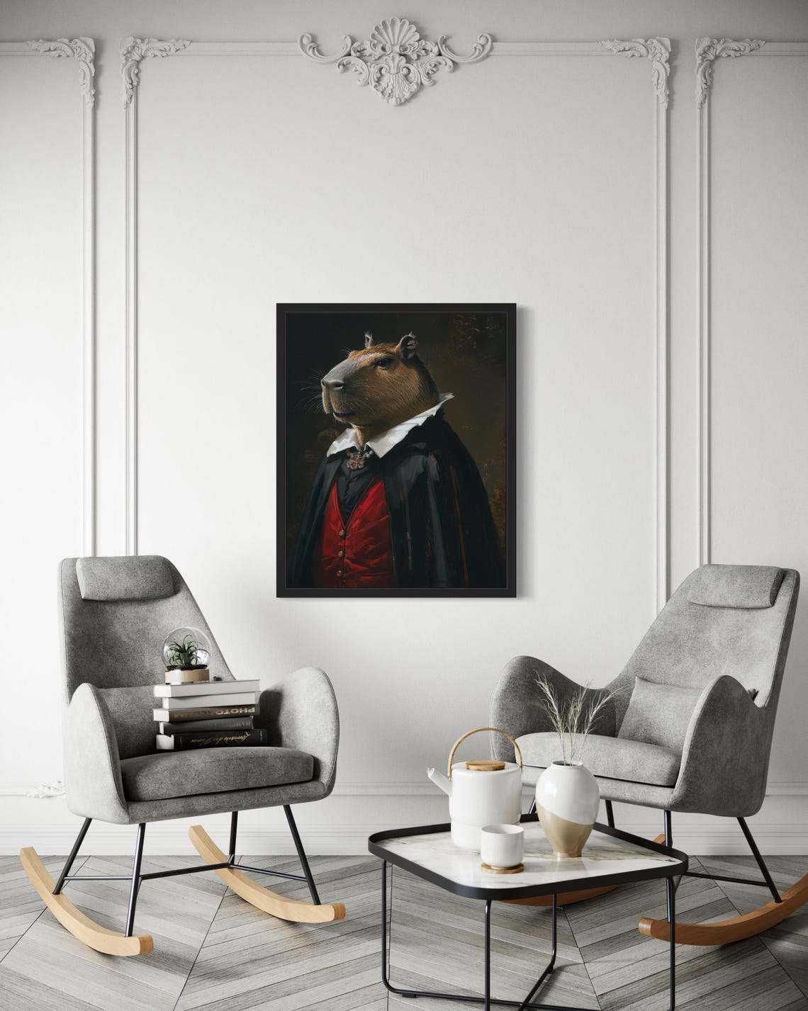 Capybara King Vampire Gothic Aristocrat Oil Painting Portrait Poster - Image 4