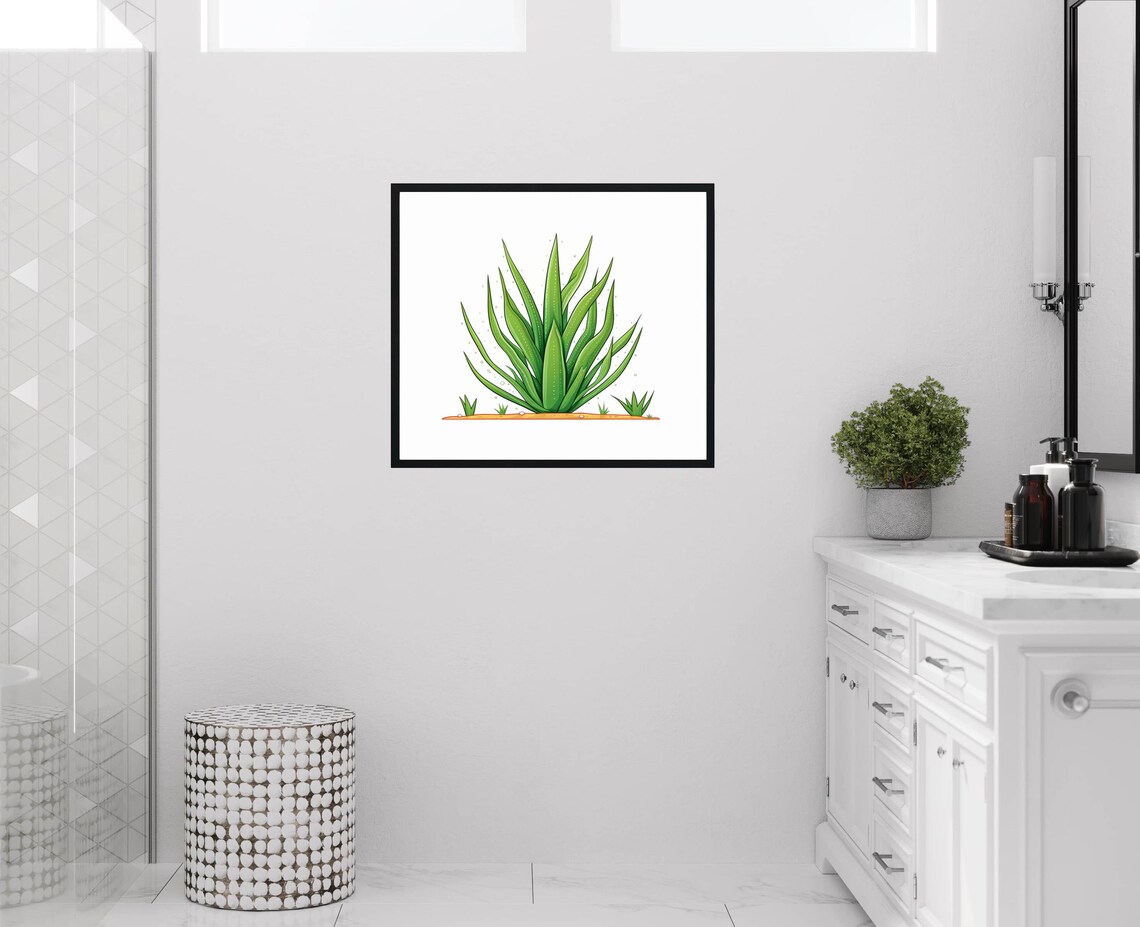 Aloe Vera Plant Succulent Botanical Illustration Artwork Poster - Image 2