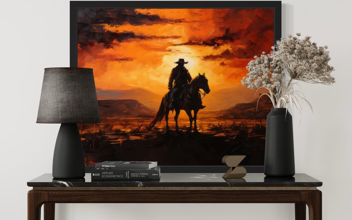 Cowboy Sunset Abstract Art Print - Image 3
