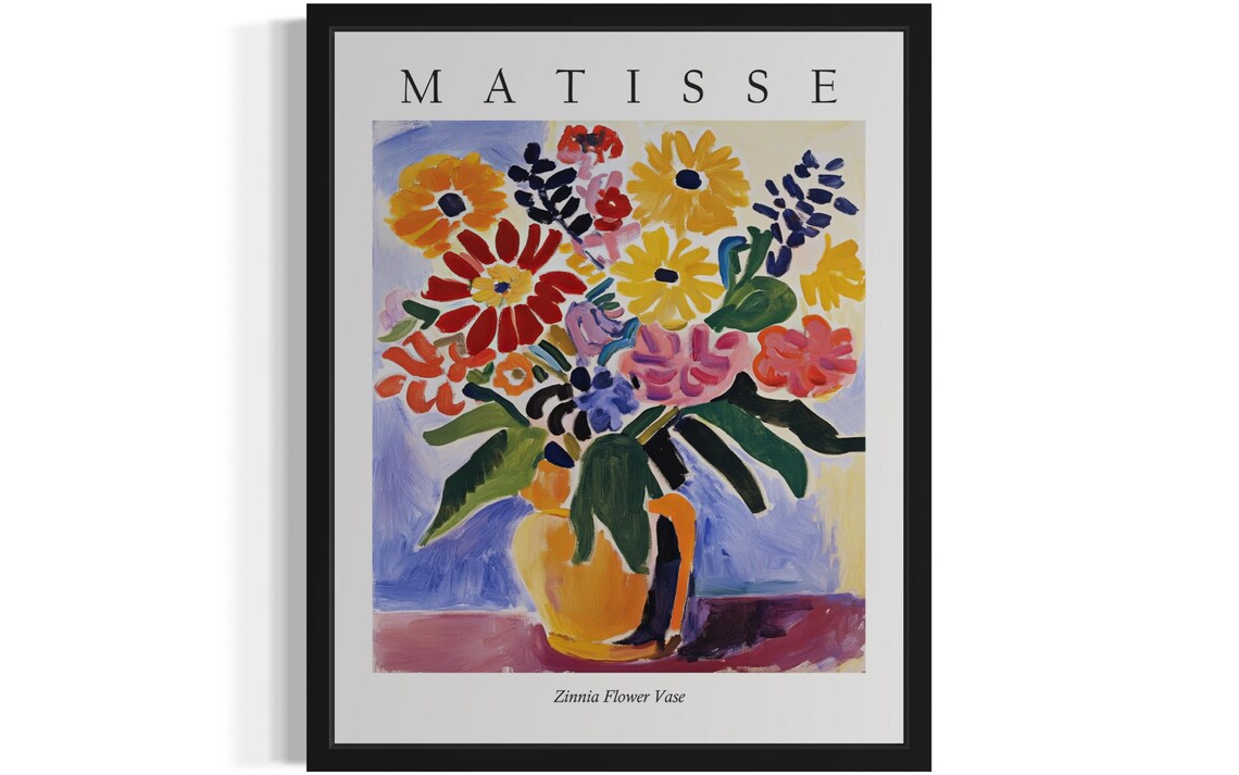 Matisse Zinnia Flower Vase Colorful Botanical Floral Art Poster