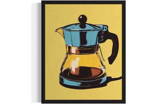 Coffee Maker Pop Art Print Wall Art Poster Original Paint Artwork Artwork Decor