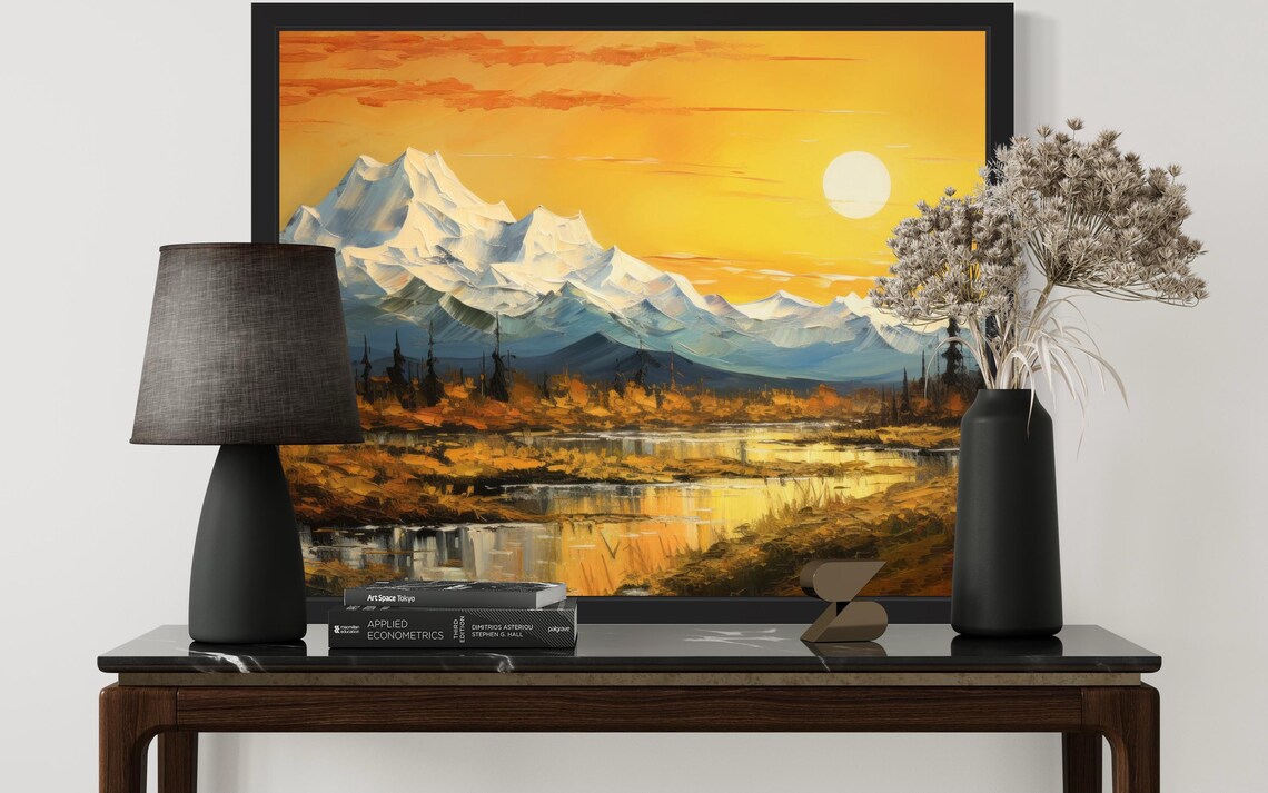 Mountain Sunset Abstract Art Print, Original Paint - Image 3
