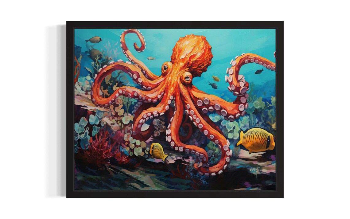 Octopus Abstract Art Print, Ocean-Inspired Decor