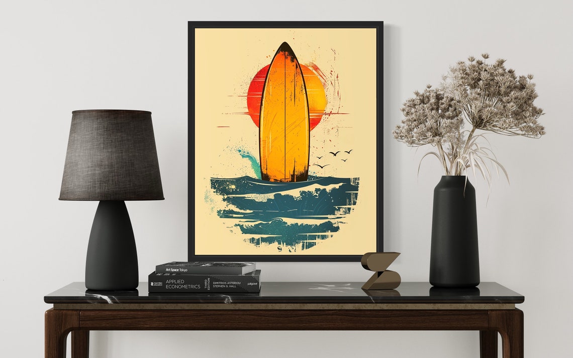 Surfboard Pop Art Poster Art Print Retro Vintage Collection Decor - Image 3