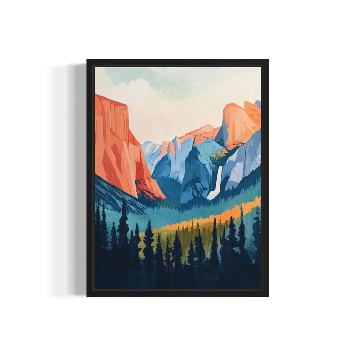 Yosemite Valley Granite Cliffs Waterfall National Park Boho Art Poster