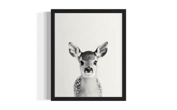 Deer Animal Black And White Poster Art Print Living Room Wall Original Paint Artwork Decor
