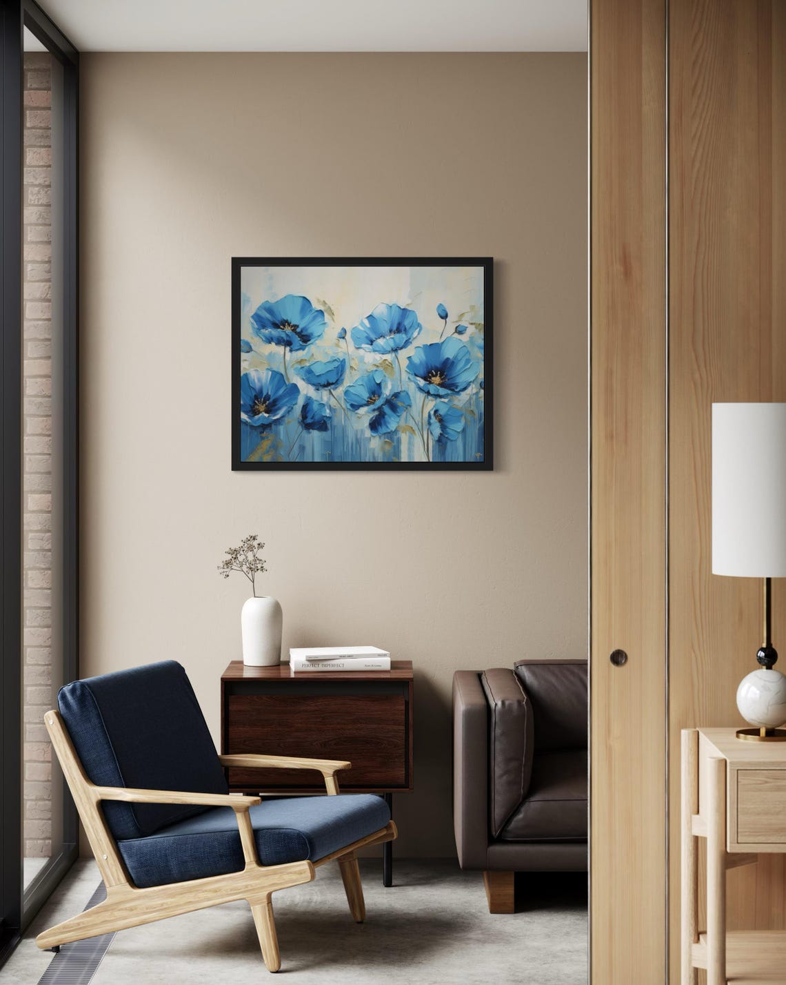 Blue Poppies Abstract Art Print - Image 2