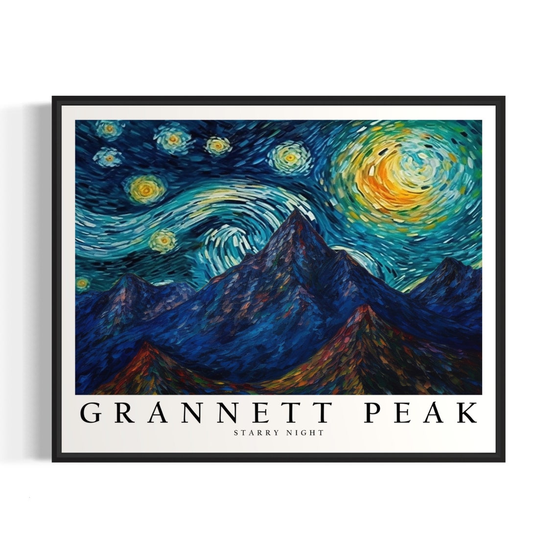 Grannett Peak Starry Night Rugged Summit Mountain View Poster