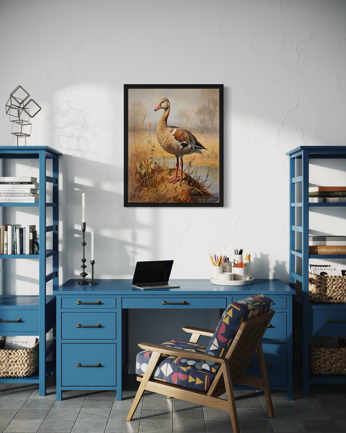 Egyptian Goose Standing in a Golden Autumn Marsh Vintage Poster - Image 3