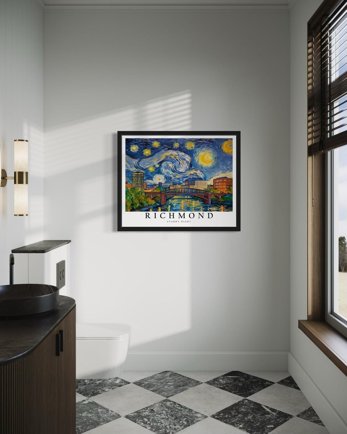 Richmond Virginia Starry Night Art Print Wall Art Poster Original Paint Artwork Artwork Decor - Image 4