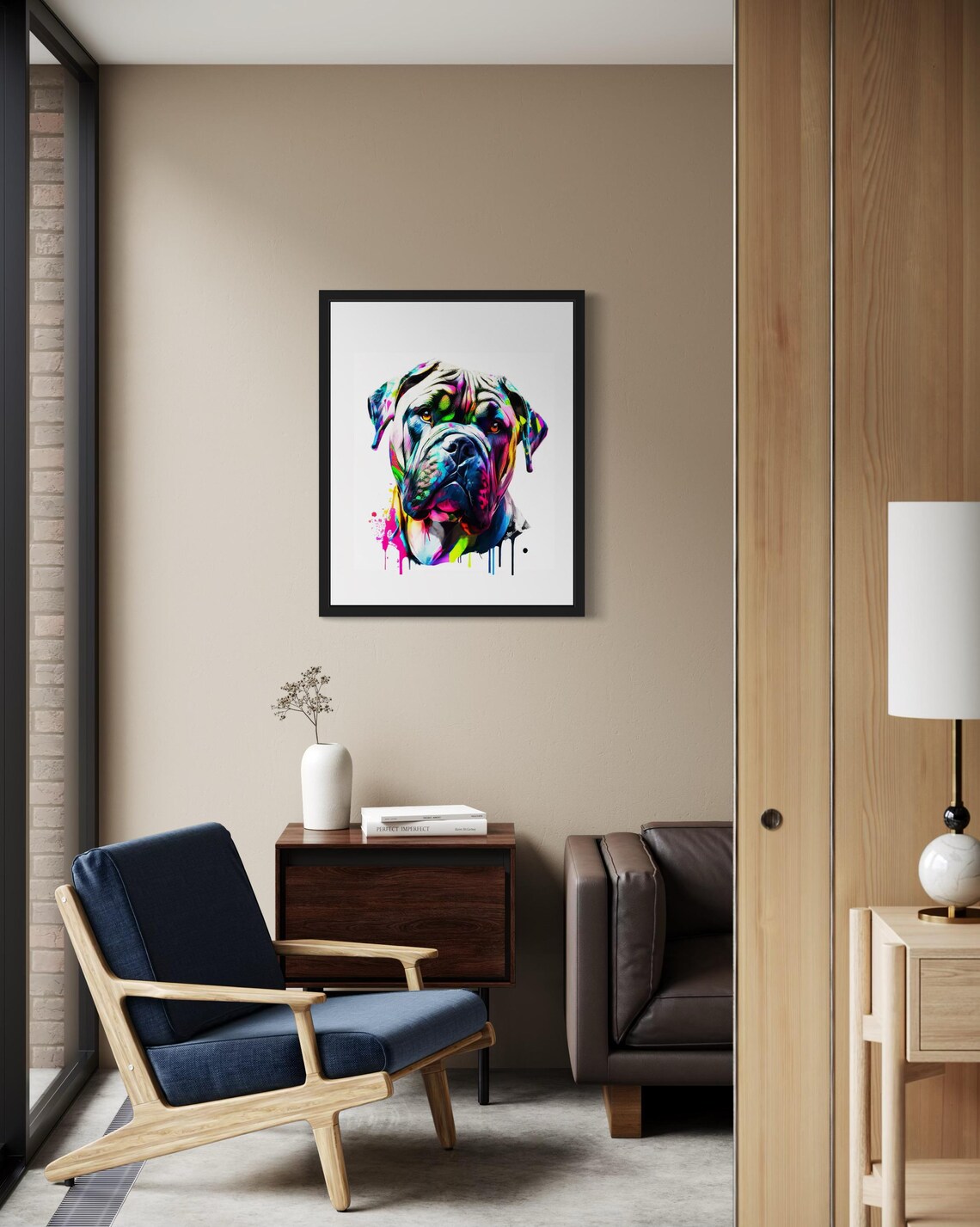 Cane Corso Rainbow Watercolor Portrait Splash Ink Art Poster - Image 2