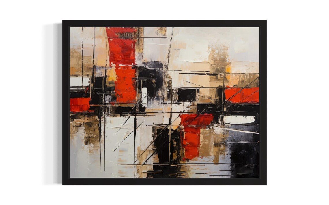 Black And Red Abstract Art, Original Paint Artwork