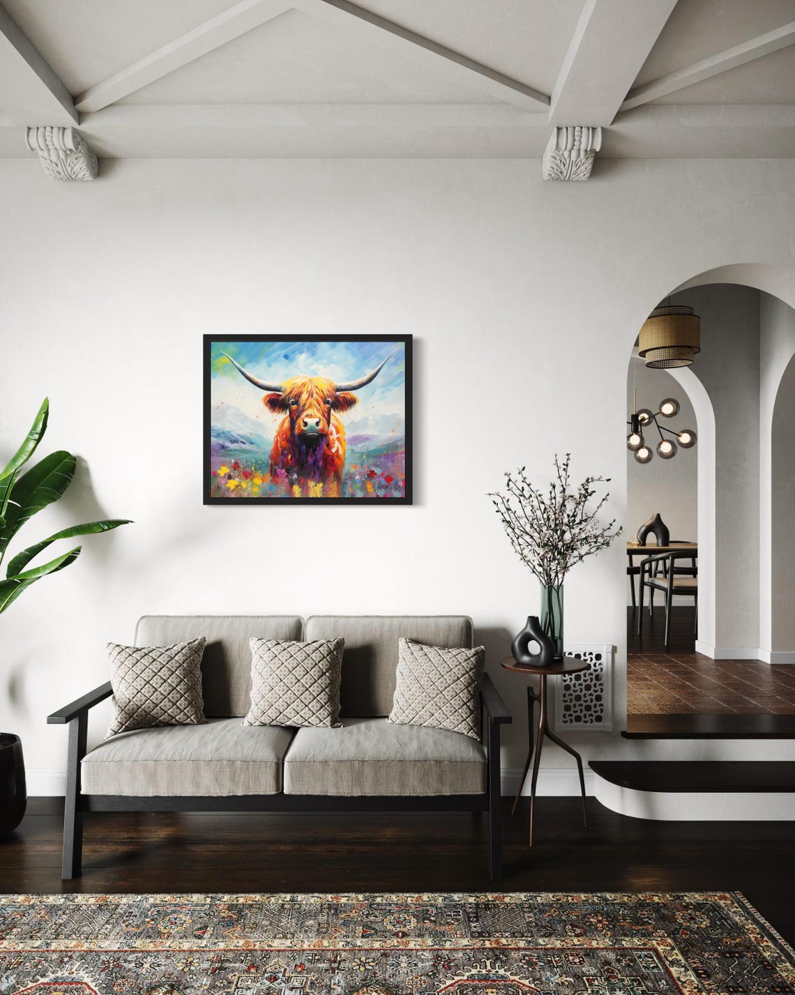 Highland Cow Abstract Art Print - Image 2