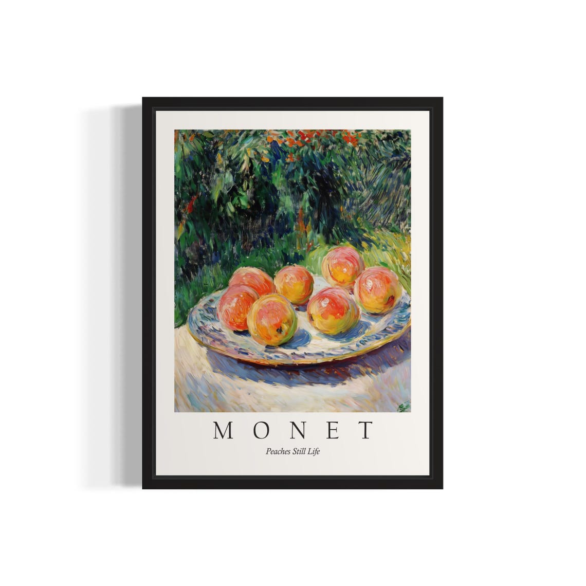 Sunlit Peaches on a Plate Monet Style Still Life Fruit Poster