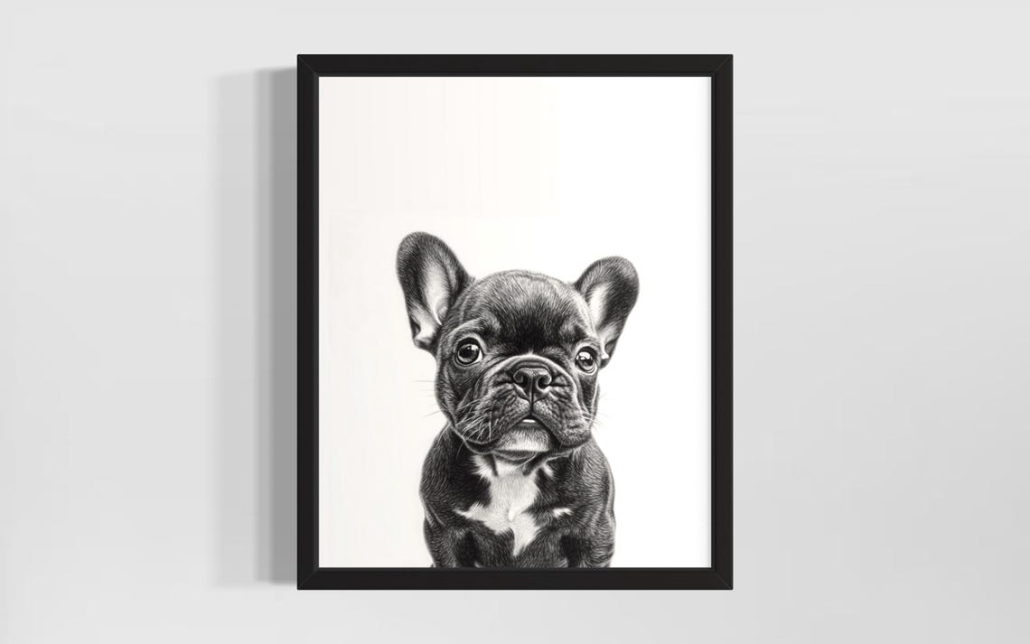 French Bulldog Puppy Black And White Studio Portrait Dog Lover Poster