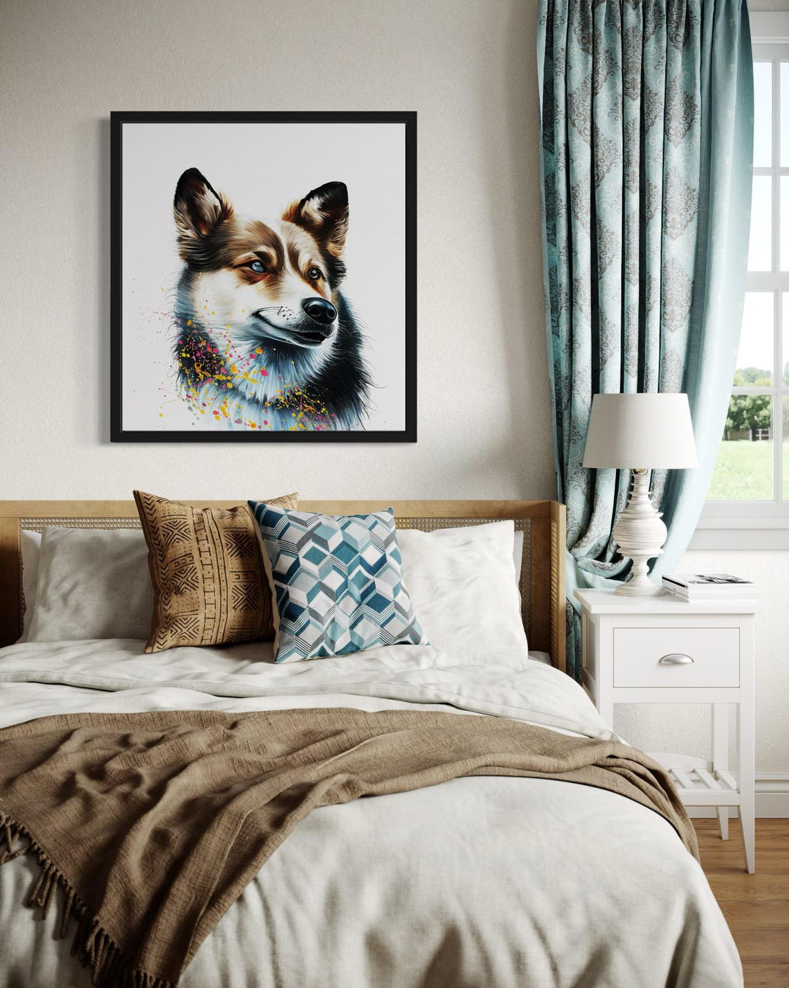 Norwegian Lundehund Profile Watercolor Splash Portrait Poster - Image 4