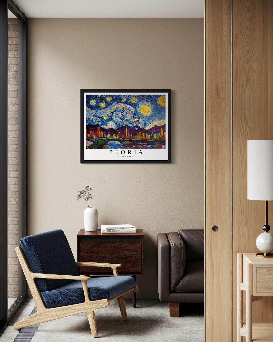 Peoria Arizona Starry Night Bridge Purple Mountains Art Poster - Image 2