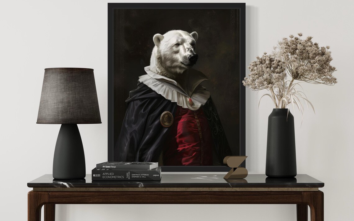 Regal Polar Bear Vampire Aristocrat Gothic Victorian Portrait Poster - Image 2