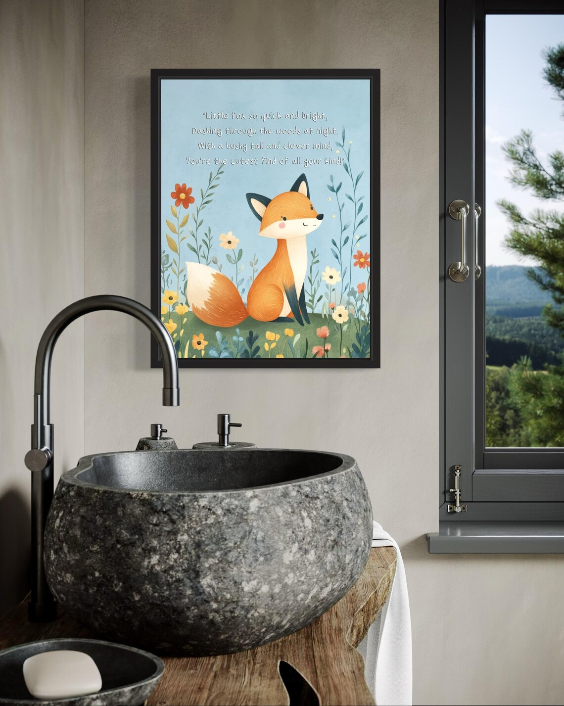 Clever Little Fox with Its Woodland Poem Nursery Wall Poster - Image 4