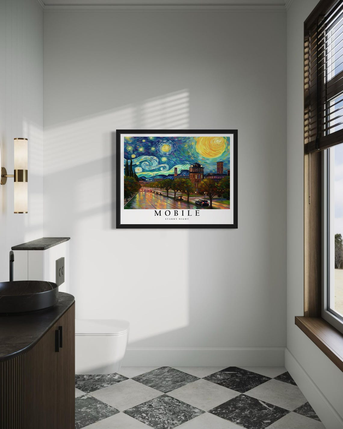Mobile Alabama Starry Night Art Print Wall Art Poster Original Paint Artwork Artwork Decor - Image 4