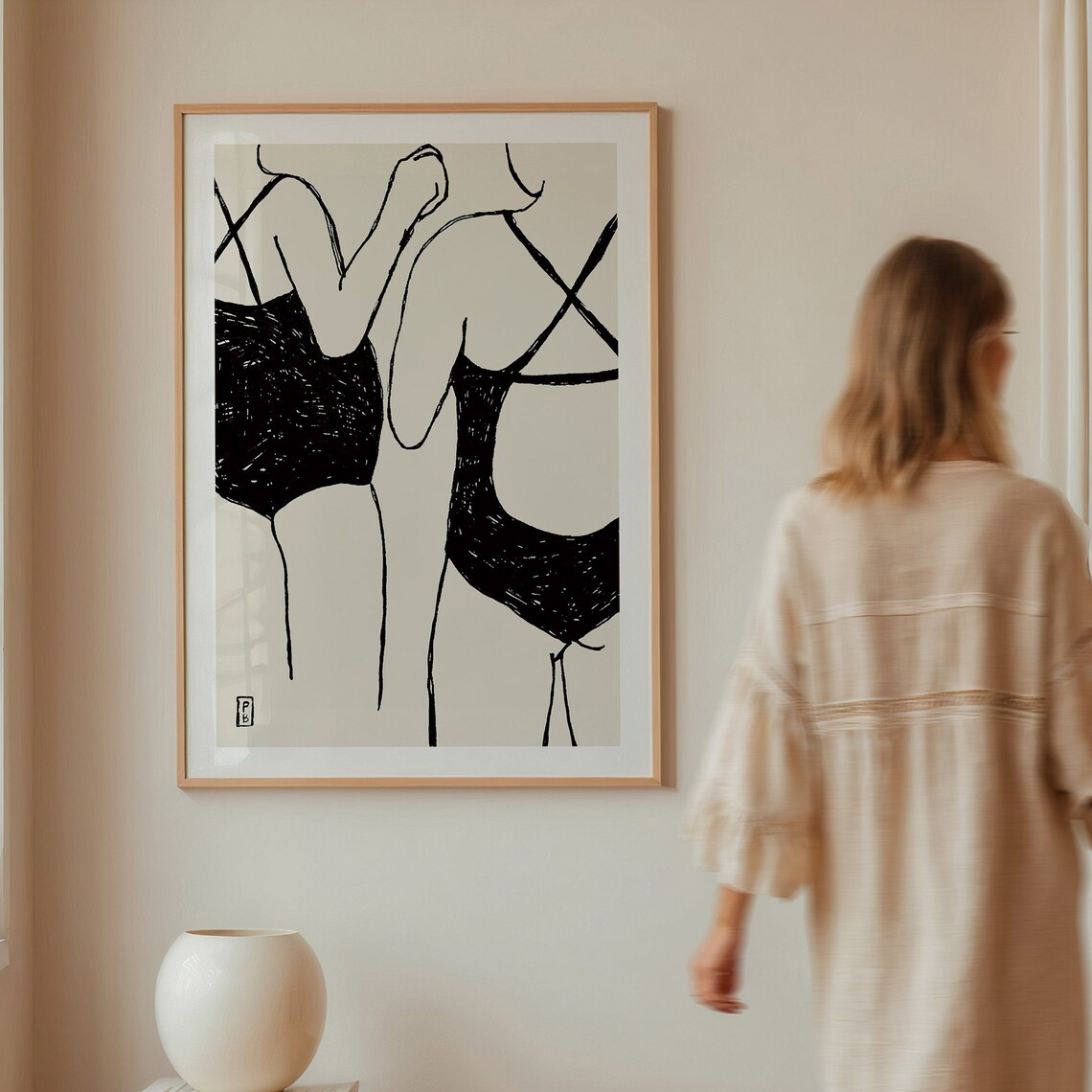 Sis No 04 Feminine Figure Sketch Illustration Art Print