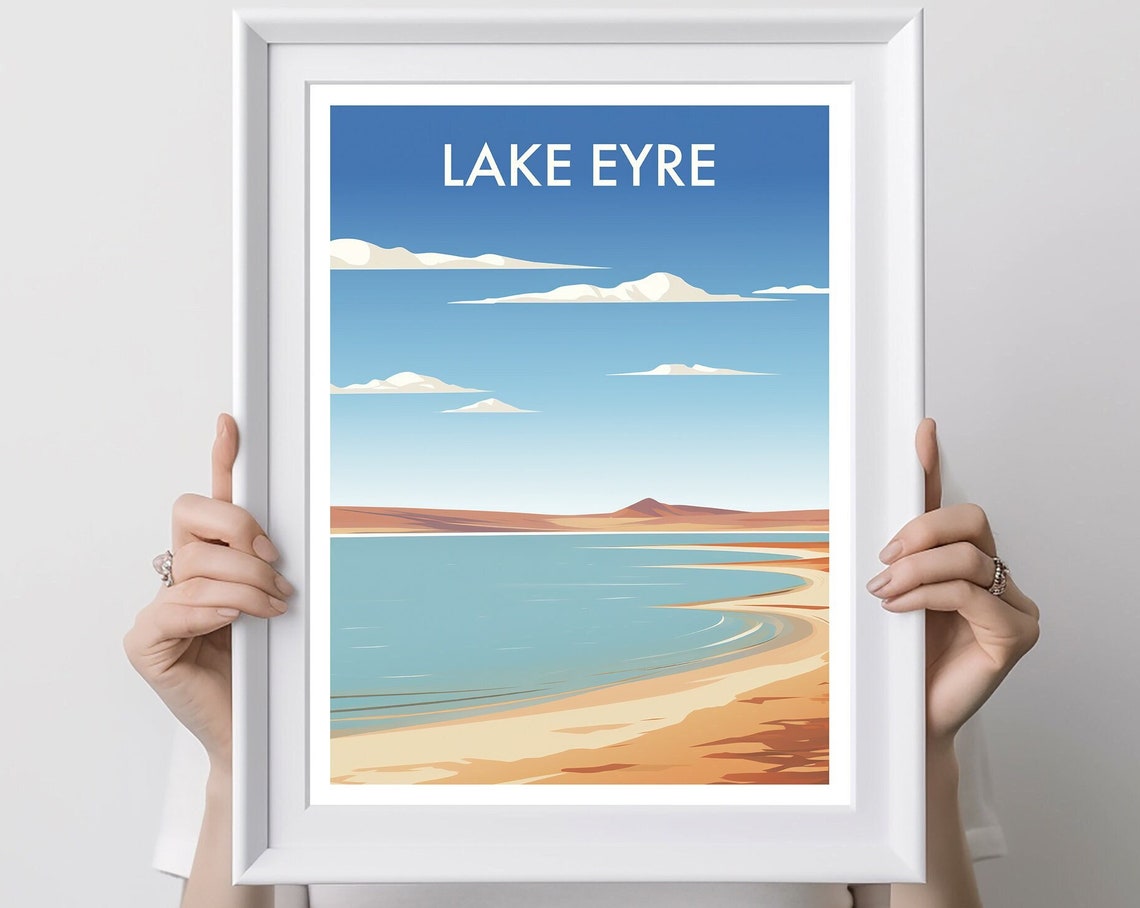 Lake Eyre Australia Outback Desert Salt Lake Shoreline Travel Poster