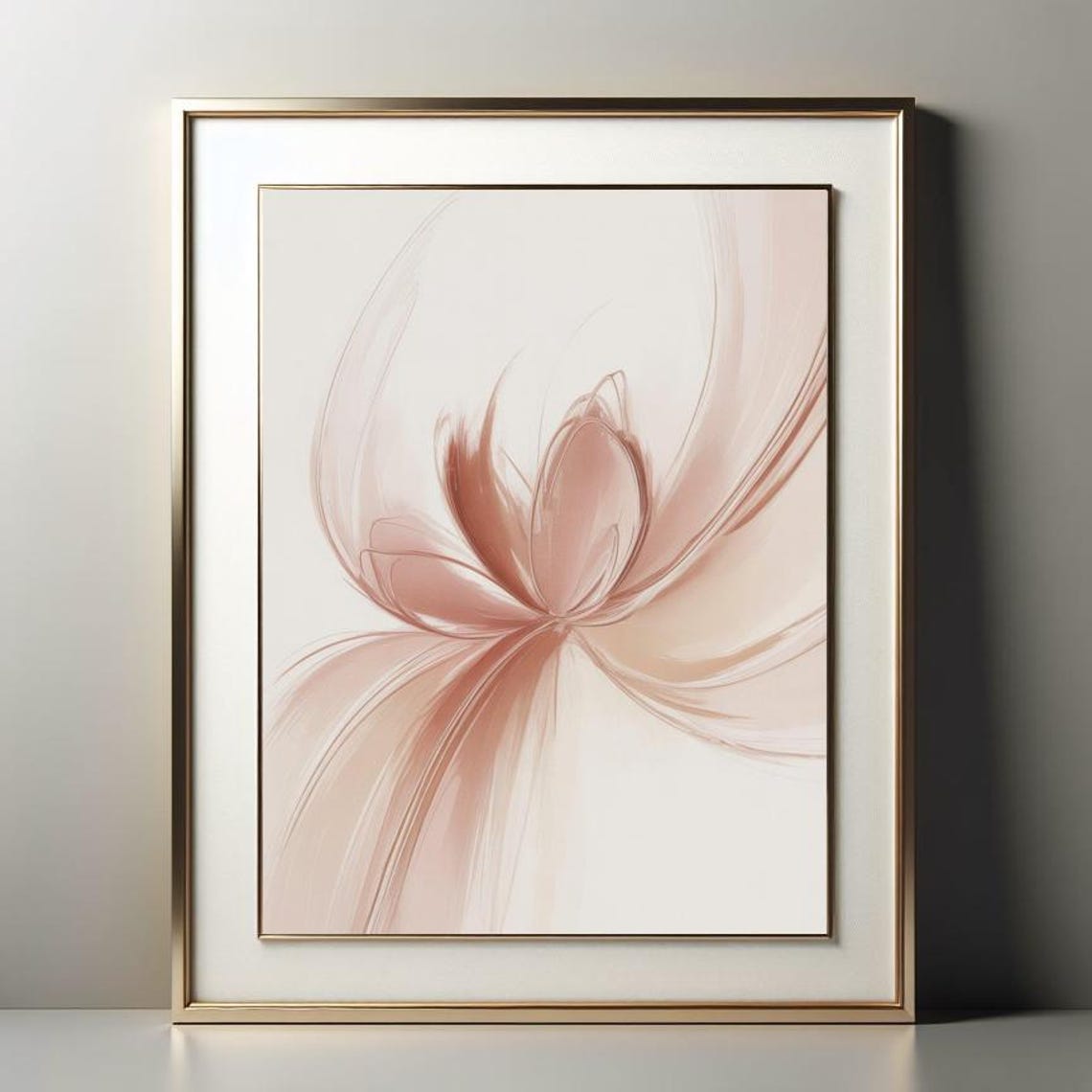 Soft Blush Pink Abstract Floral Swirl Minimalist Botanical Poster - Image 2