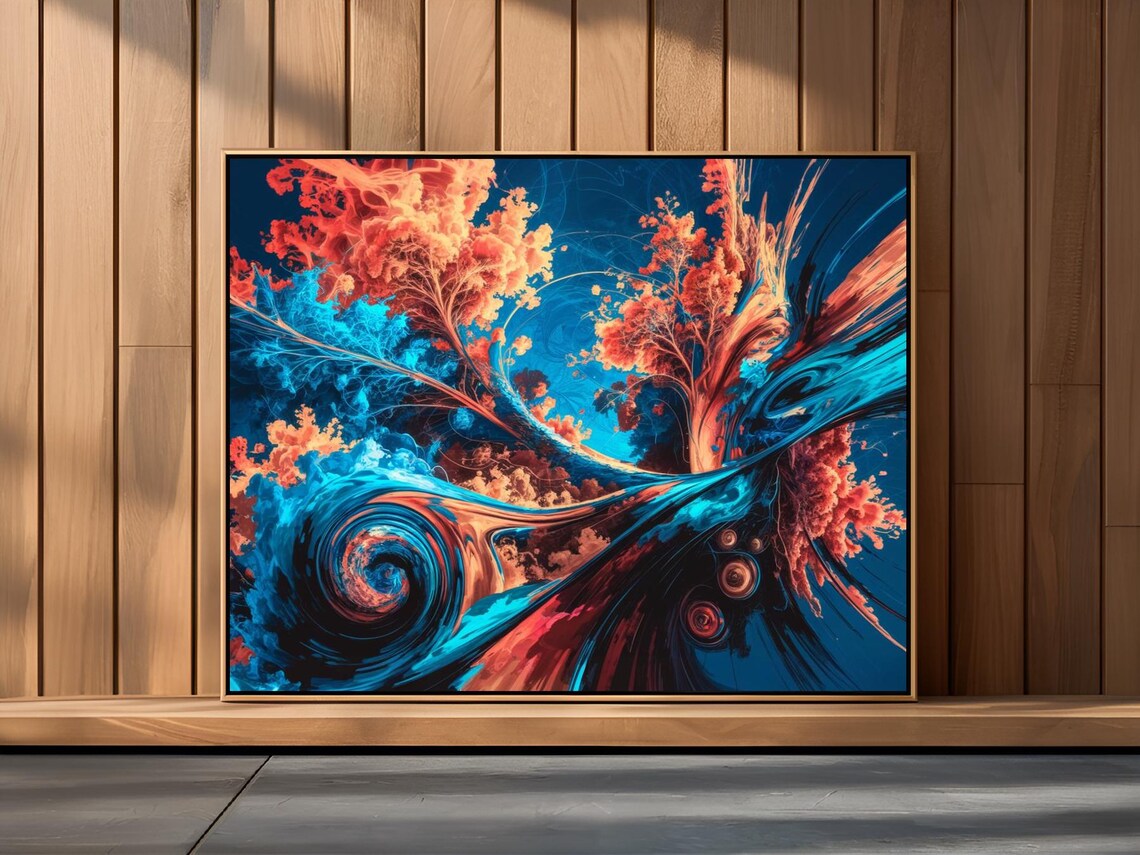 Swirling Blue Coral Abstract Organic Nature Fluid Art Poster - Image 3
