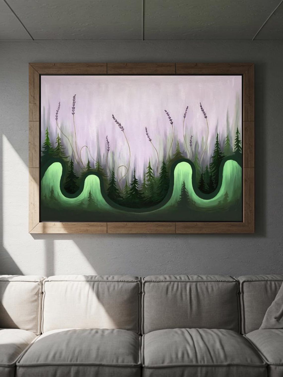 Ethereal Green Forest With Lavender Dreamy Fantasy Nature Poster