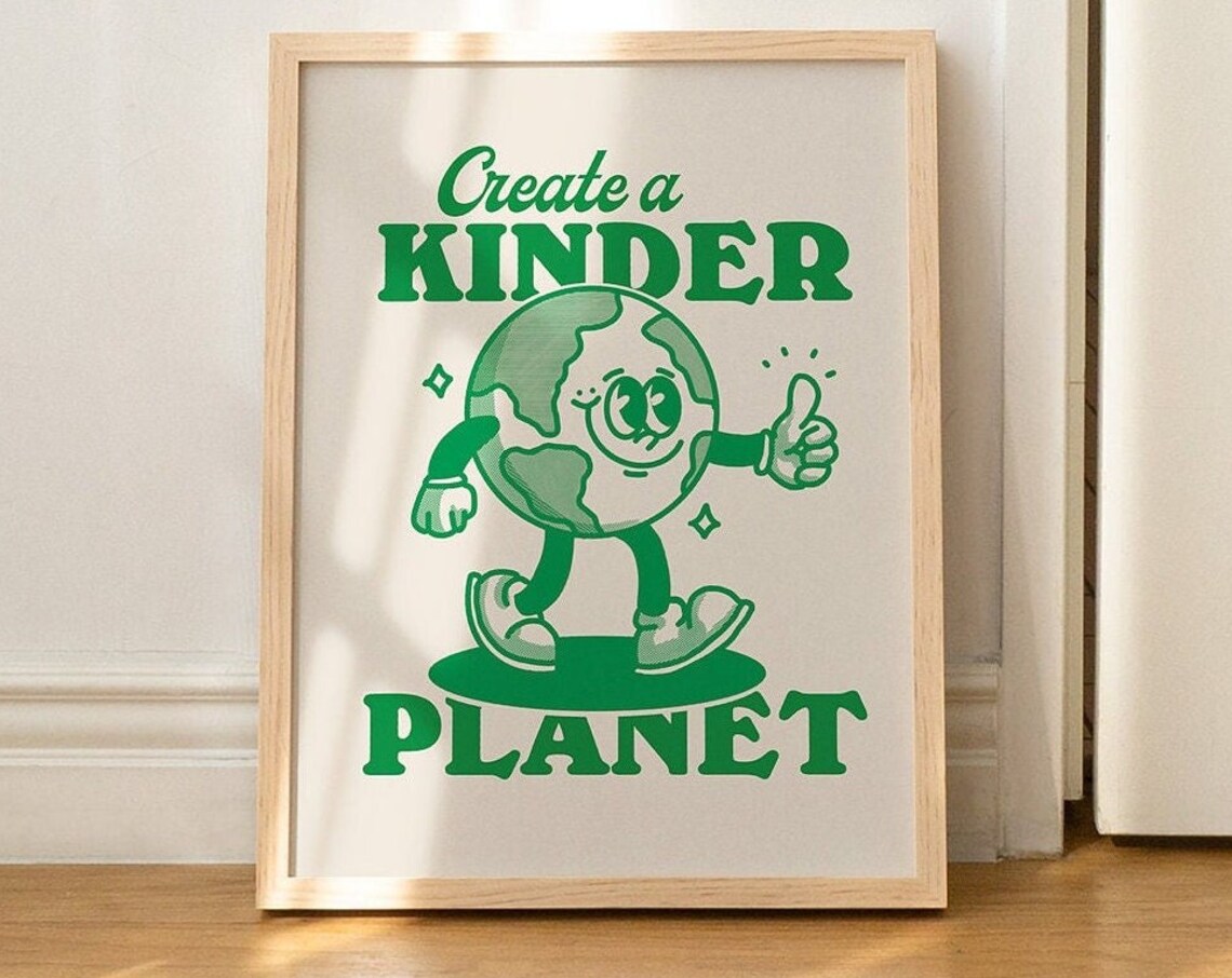 Earth Retro Character Quote Art Print, Rustic Vintage