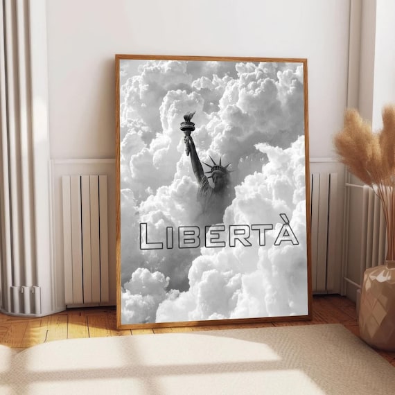 Libert Statue Of Liberty Artwork Print Libert Statue Of Liberty Print Statue Of Liberty In The Clouds Print