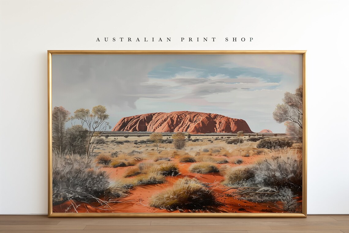 Vintage Uluru Painting, Rustic Aussie Travel Poster - Image 6