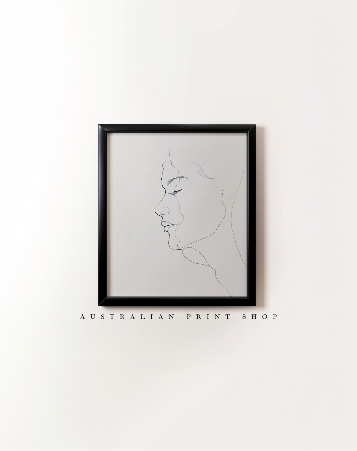 Woman Line Drawing Minimalist Profile Elegant Black White Poster