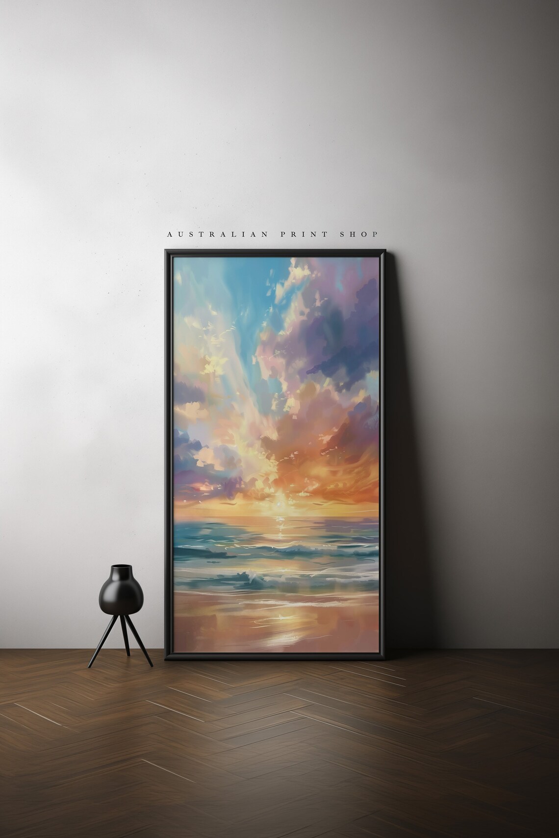 Cloudy Beach Ocean Sunset, Australian Coastal Landscape - Image 5