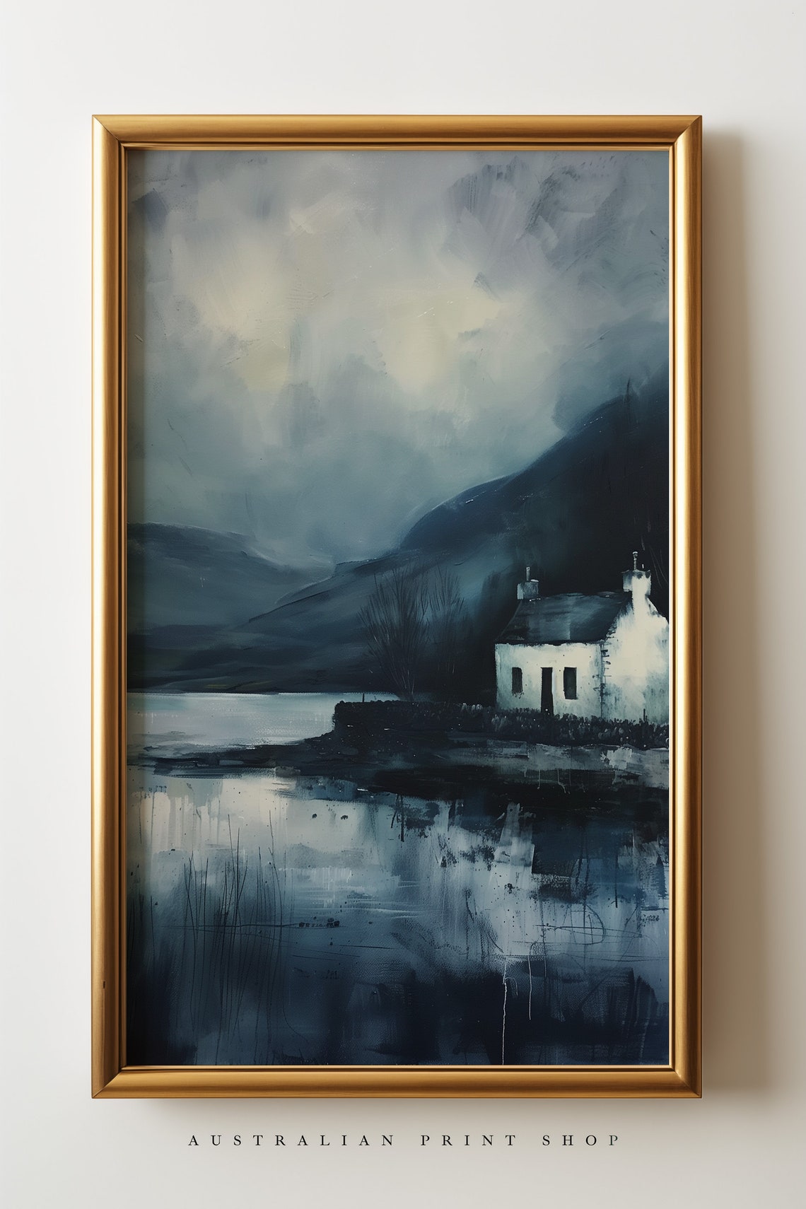 Dark Cottage Art Moody Rustic Print Vintage Oil Painting Perfect For Modern Farmhouse Dcor - Image 3