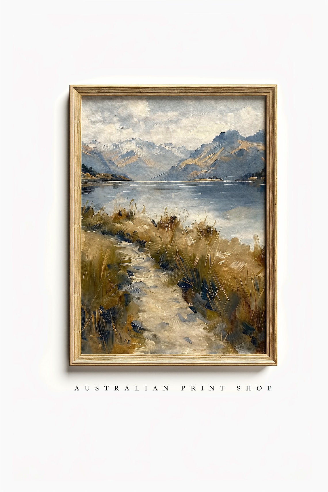 Vintage Majestic Mountain Lake View Art Serene Nature Scene Mountain Wall Art Farmhouse Decor Country Mountain
