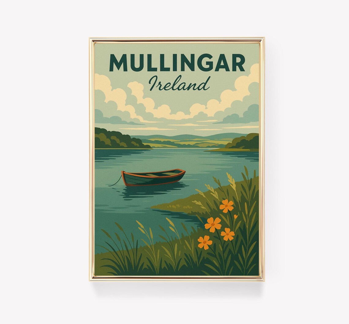 Mullingar Travel Poster, Vintage Irish Art Print