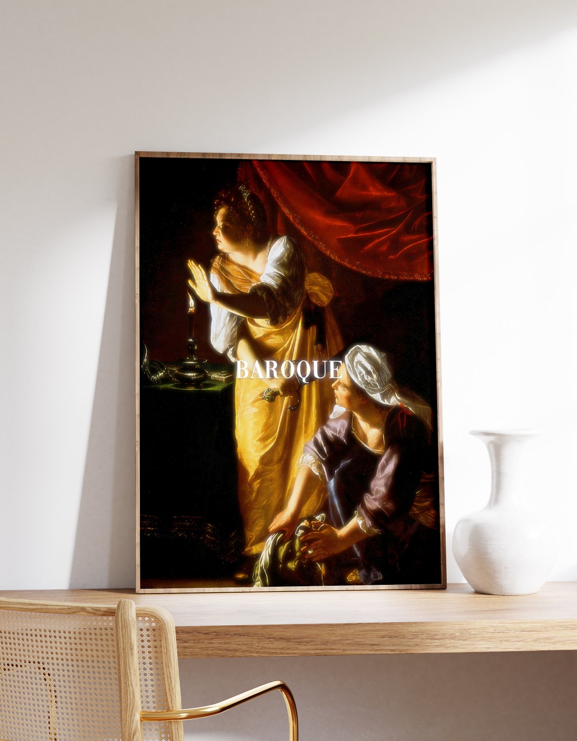 Baroque Candlelit Women Chiaroscuro Classic Old Master Painting Poster
