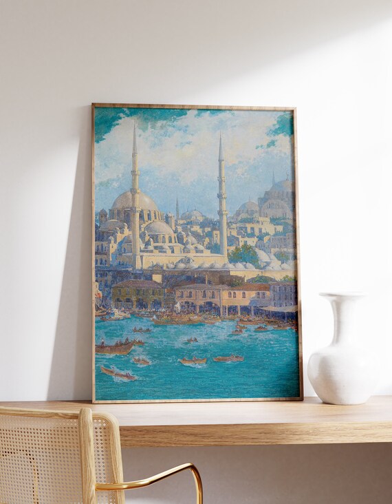 A View Of Istanbul By Circle Max Friedrich Rabes Art Print Vintage Painting Classic Cityscape Poster
